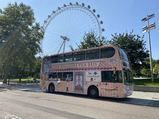 The English Tea Bus provides service for the Golden Tour's Panoramic Tour of London