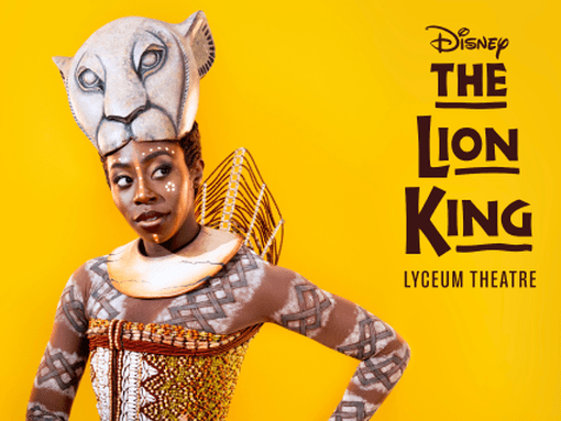 A woman dresses as a lion to promote The Lion King at Lyceum Theatre in London