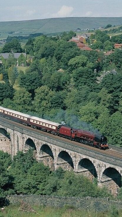 A steam train on Ribblehead Viaduct in North Yorkshire