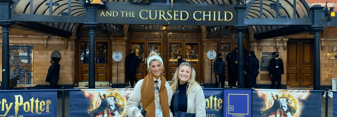 Tour members outside theatre playing Harry Potter and the Cursed Child