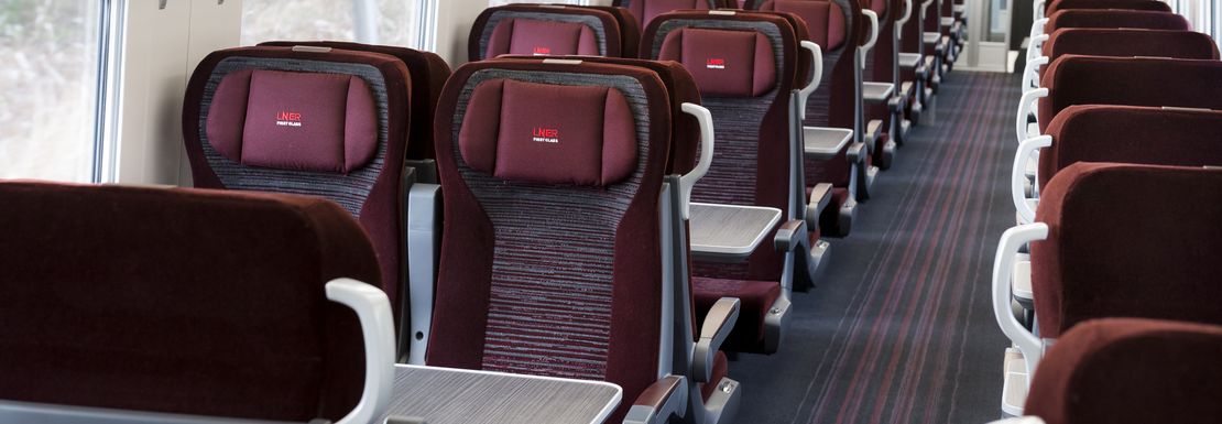 Seats rows inside a LNER London Northern Eastern Railway train