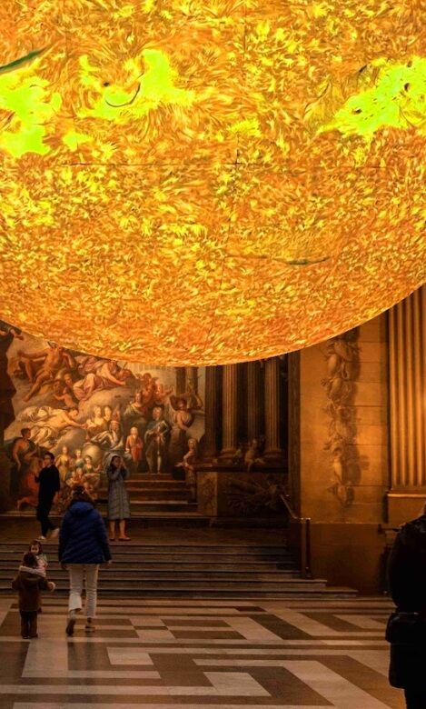 Helios display at Old Royal Naval College is a bright sun installation