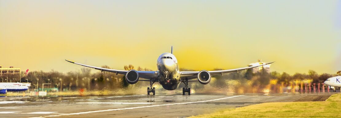Plane landing at the airport