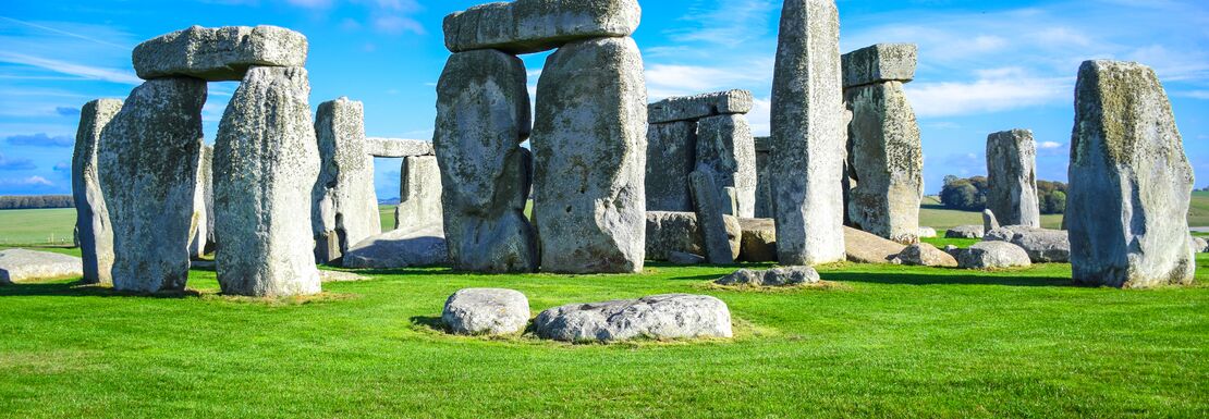 Stonehenge on a clear blue sky day
