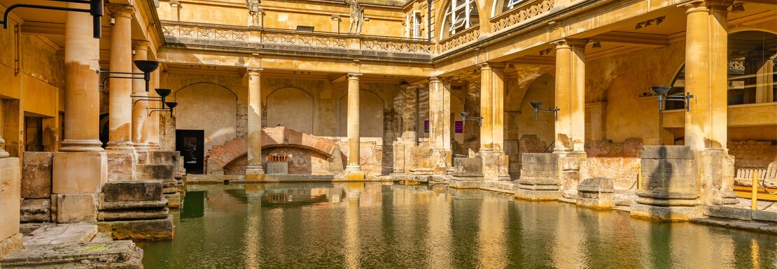 The Roman Baths of Bath as seen from water level